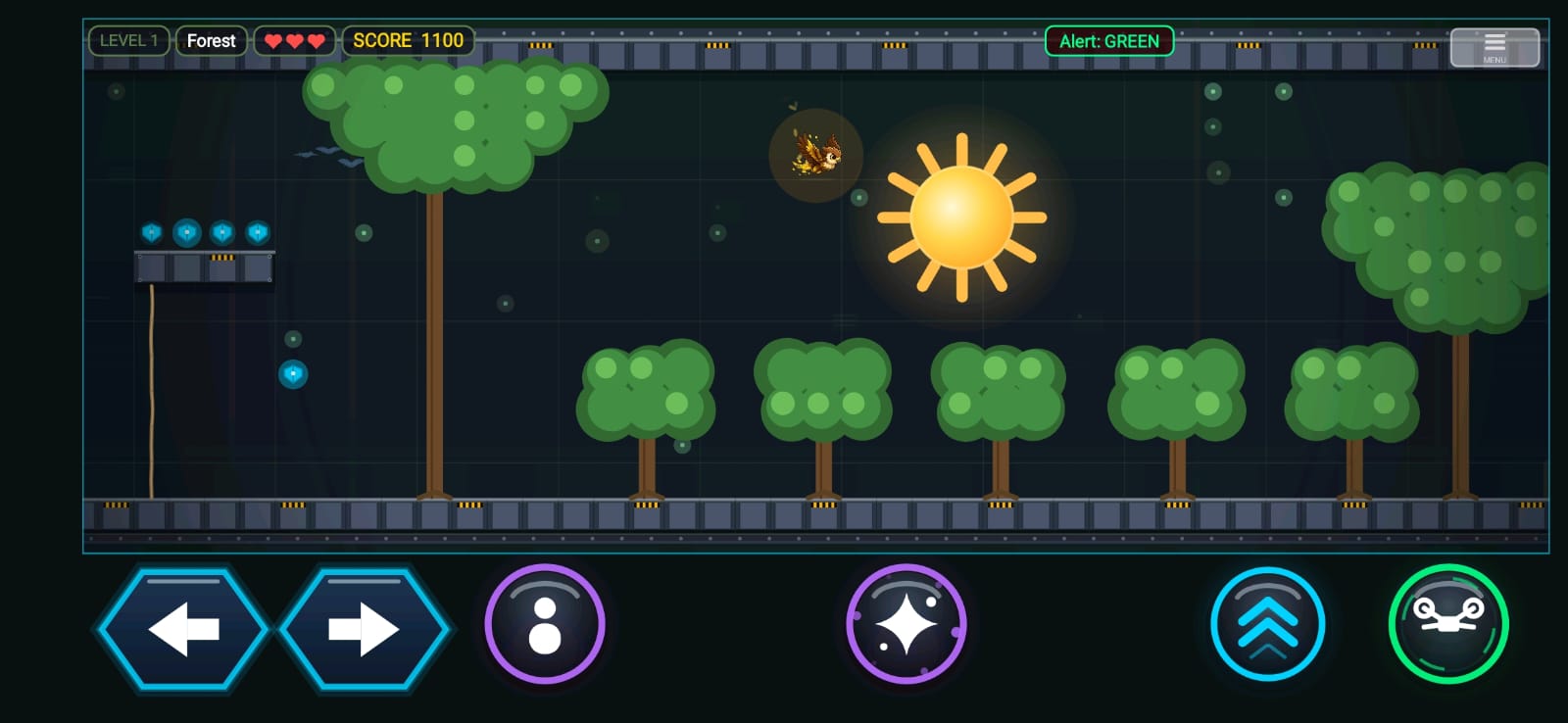 Kobi Tales Falcon flying in the Forest level