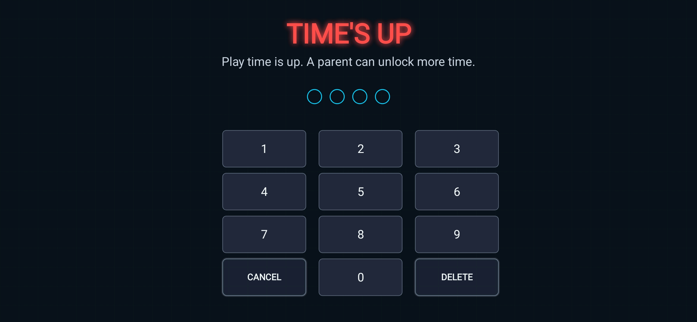 Kobi Tales parental controls screen
